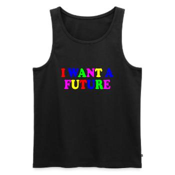 I want a future - Débardeur bio Premium Homme - noir - Devant - AI Model Male 178 light (178cm)