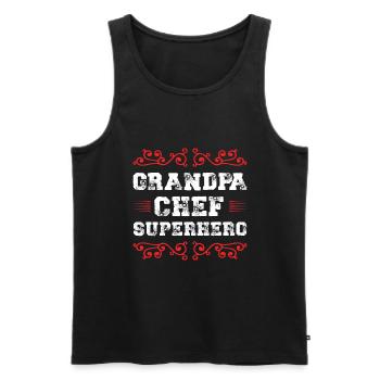 Grand-père chef super-héros - Débardeur bio Premium Homme - noir - Devant - Michal (187cm)