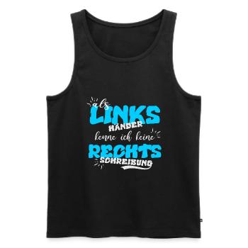 Left-handed, Spelling - Men's Premium Organic Tank Top - black - Front - AI Model Male 178 light (178cm)