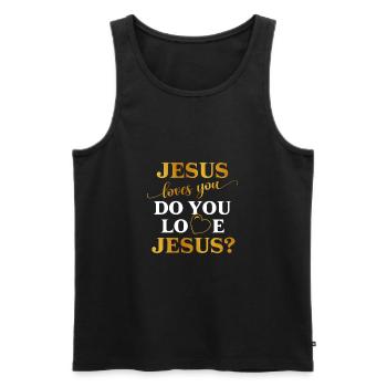 Jesus loves you - Men's Premium Organic Tank Top - black - Front - AI Model Male 178 light (178cm)