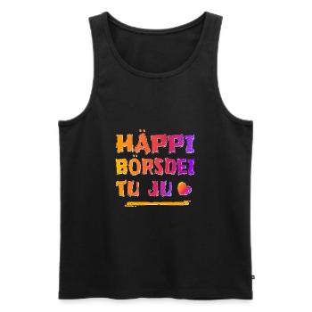 Haeppi boersdei to ju - Men's Premium Organic Tank Top - black - Front - AI Model Male 178 light (178cm)