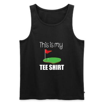 Tee Golf Sayings Drôle Drôle Lieu favori - Débardeur bio Premium Homme - noir - Devant - AI Model Male 178 light (178cm)