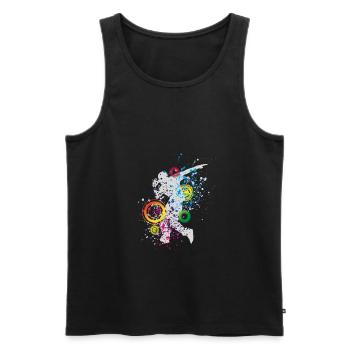 Jupe haut breakdance - Débardeur bio Premium Homme - noir - Devant - Michal (187cm)