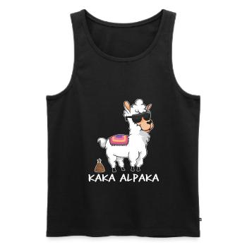 Kaka Alpaka - alpaga drôle avec un tas de merde - Débardeur bio Premium Homme - noir - Devant - AI Model Male 178 light (178cm)