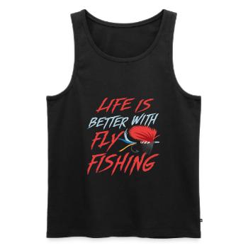 Life With Fly Fishing Angler Fisherman Nature - Men's Premium Organic Tank Top - black - Front - Michal (187cm)