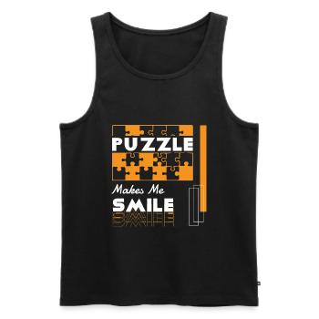 Jigsaw Puzzling Smile Hobby Puzzle Master - Men's Premium Organic Tank Top - black - Front - Michal (187cm)