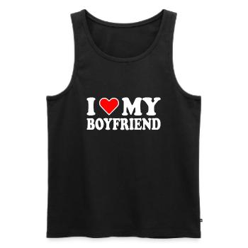 I love my boyfriend - Männer Premium Bio Tank Top - Schwarz - Vorne - AI Model Male 178 light (178cm)