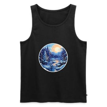 Winterlandschaft Wald mit Fluß - Männer Premium Bio Tank Top - Schwarz - Vorne - AI Model Male 178 light (178cm)