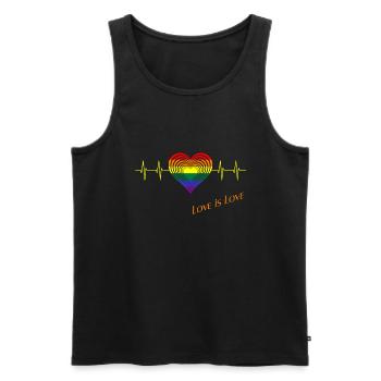 Love is Love, LGBT, Gay, CSD, Pride - Männer Premium Bio Tank Top - Schwarz - Vorne - Michal (187cm)