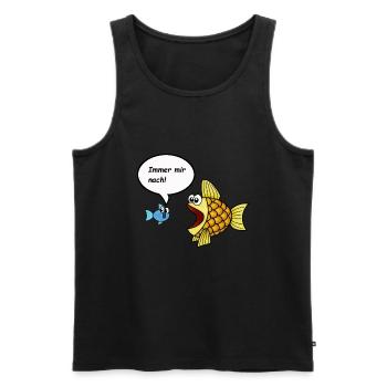 Immer mir nach, Fische, - Männer Premium Bio Tank Top - Schwarz - Vorne - Michal (187cm)