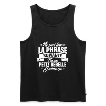 Ne pas lire la phrase suivante - Débardeur bio Premium Homme - noir - Devant - AI Model Male 178 light (178cm)