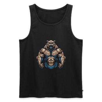 Ours Grizzly Beast Musculation Muscles - Débardeur bio Premium Homme - noir - Devant - Michal (187cm)