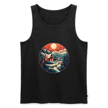 Noël Hiver Paysage - Débardeur bio Premium Homme - noir - Devant - AI Model Male 178 light (178cm)