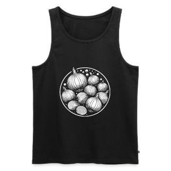 Stylish onion design – For kitchen fans with Ges - Men's Premium Organic Tank Top - black - Front - Michal (187cm)