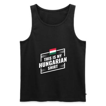 Ceci est mon idée cadeau chemise hongroise - Débardeur bio Premium Homme - noir - Devant - AI Model Male 178 light (178cm)
