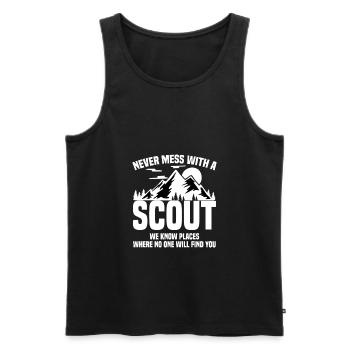 scout - Débardeur bio Premium Homme - noir - Devant - AI Model Male 178 light (178cm)