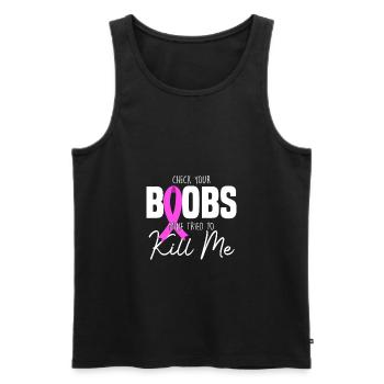 Breast Cancer Breast Cancer Breast Cancer Month - Men's Premium Organic Tank Top - black - Front - AI Model Male 178 light (178cm)
