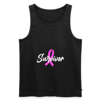 Mammakarzinom Pinkes Krebsband Krebsschleife - Männer Premium Bio Tank Top - Schwarz - Vorne - Michal (187cm)