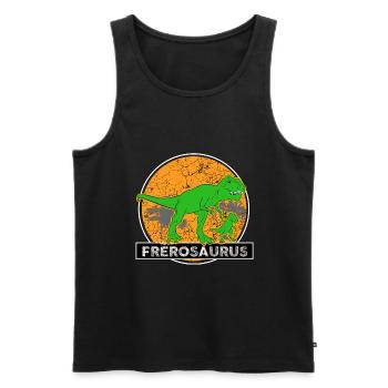 Frèrosaurus Mon Grand Frère Protecteur Dinosaure - Débardeur bio Premium Homme - noir - Devant - AI Model Male 178 light (178cm)
