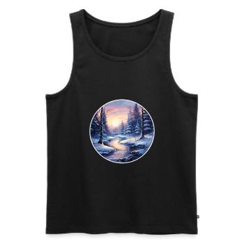 Winterlandschaft Wald mit Fluß - Männer Premium Bio Tank Top - Schwarz - Vorne - AI Model Male 178 light (178cm)