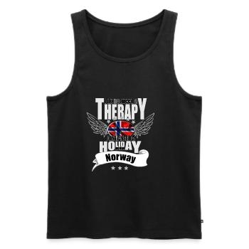 no therapy Norway - Men's Premium Organic Tank Top - black - Front - AI Model Male 178 light (178cm)
