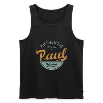 Paul prénom Cadeau Tshirt personnalisé Paul - Débardeur bio Premium Homme - noir - Devant - AI Model Male 178 light (178cm)