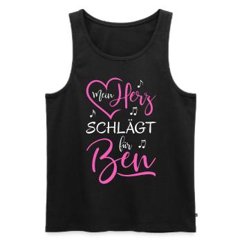 Mein Herz schlägt für Ben pink - Männer Premium Bio Tank Top - Schwarz - Vorne - Michal (187cm)