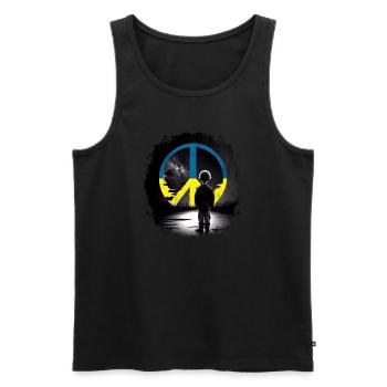 Peace Logo I stand with Ukraine Peace not War - Men's Premium Organic Tank Top - black - Front - AI Model Male 178 light (178cm)