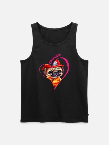 Firefighter, pug love - Men's Premium Organic Tank Top - black