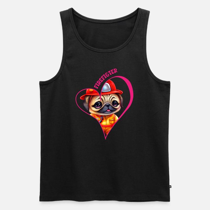 Feuerwehrmann, Mopsliebe - Männer Premium Bio Tank Top - Schwarz
