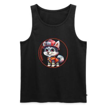 Firefighter, sweet husky - Men's Premium Organic Tank Top - black - Front - AI Model Male 178 light (178cm)