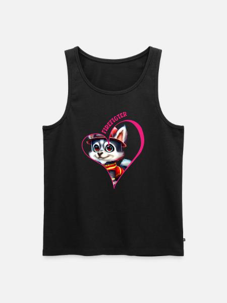 Firefighter, husky love - Men's Premium Organic Tank Top - black