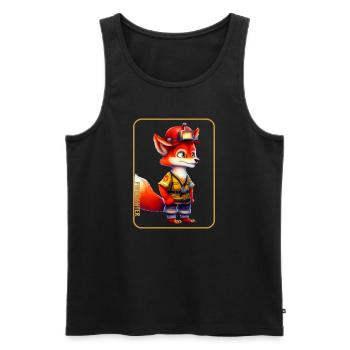 Firefighter, fox lover - Men's Premium Organic Tank Top - black - Front - AI Model Male 178 light (178cm)