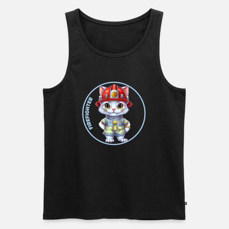 Pompier, chat doux - Débardeur bio Premium Homme - noir
