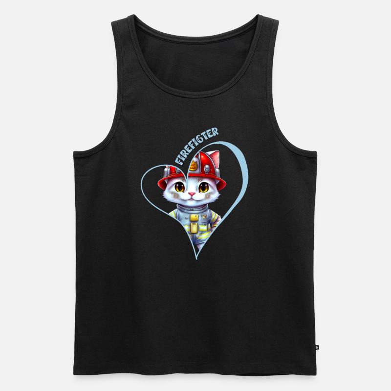 Pompier, chat doux - Débardeur bio Premium Homme - noir