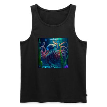 Animaux océaniques, poulpe en colère - Débardeur bio Premium Homme - noir - Devant - AI Model Male 178 light (178cm)