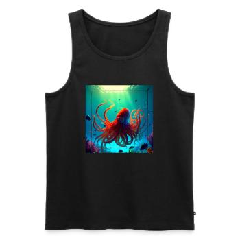 Ocean animals, orange big octopus - Men's Premium Organic Tank Top - black - Front - AI Model Male 178 light (178cm)