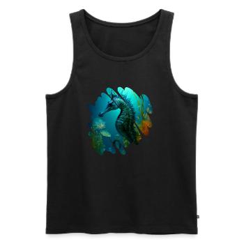 Fantasy Ocean, magnifique hippocampe - Débardeur bio Premium Homme - noir - Devant - AI Model Male 178 light (178cm)