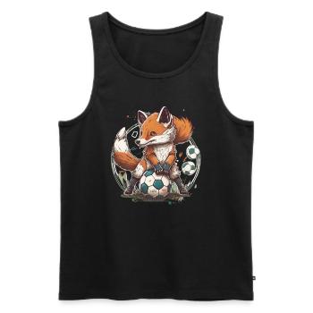 Niedliche Tier Fußballspieler, Fuchs - Männer Premium Bio Tank Top - Schwarz - Vorne - Michal (187cm)