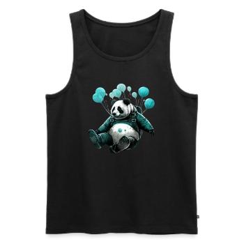 Panda parachutiste - Débardeur bio Premium Homme - noir - Devant - AI Model Male 178 light (178cm)
