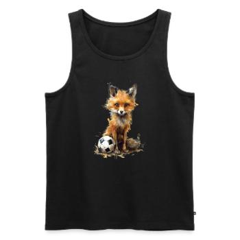 Süße Tier Fußballspieler, süßer Fuchs - Männer Premium Bio Tank Top - Schwarz - Vorne - Michal (187cm)