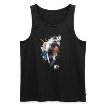 Süße Tier Fußballspieler, weißer Wolf - Männer Premium Bio Tank Top - Schwarz - Vorne - Michal (187cm)