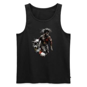 Mensch und Wolf, Fußball - Männer Premium Bio Tank Top - Schwarz - Vorne - Michal (187cm)