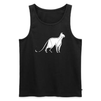 Cat fine line art on white background - Men's Premium Organic Tank Top - black - Front - AI Model Male 178 light (178cm)