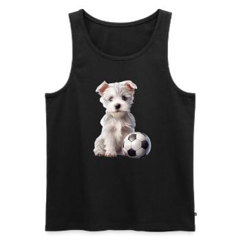 Niedliche Tierfußballspieler, Welpe - Männer Premium Bio Tank Top - Schwarz - Vorne - Michal (187cm)