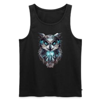 Cyber-Eule - Männer Premium Bio Tank Top - Schwarz - Vorne - AI Model Male 178 light (178cm)