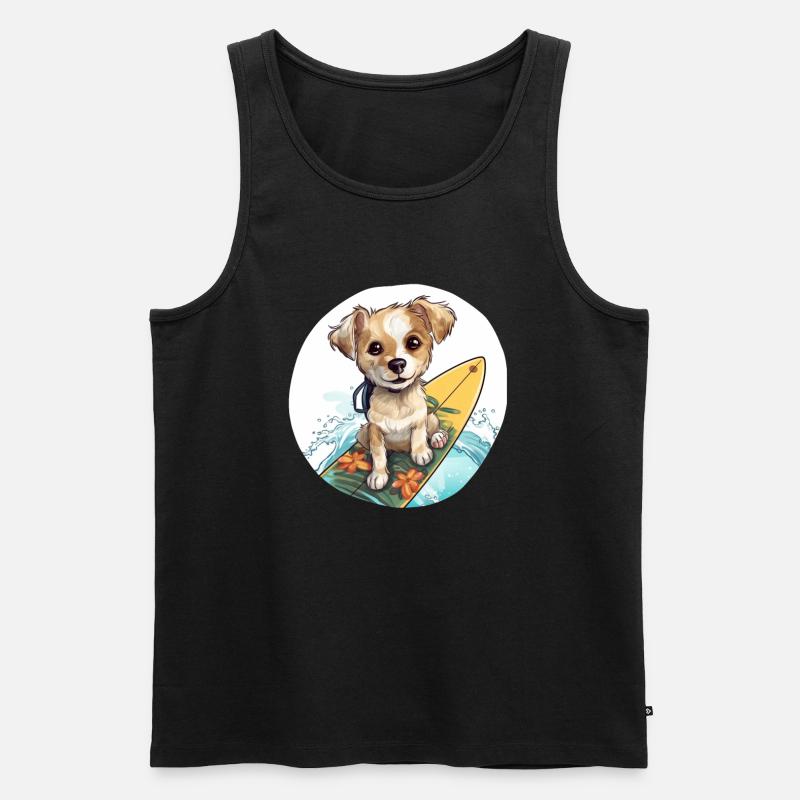 Surfender Hund - Männer Premium Bio Tank Top - Schwarz