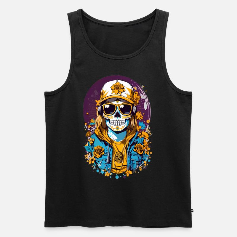 Zucker Schädel - Männer Premium Bio Tank Top - Schwarz