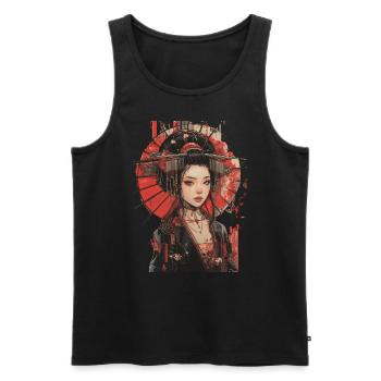 Japanische Geisha Anime Frau - Männer Premium Bio Tank Top - Schwarz - Vorne - Michal (187cm)