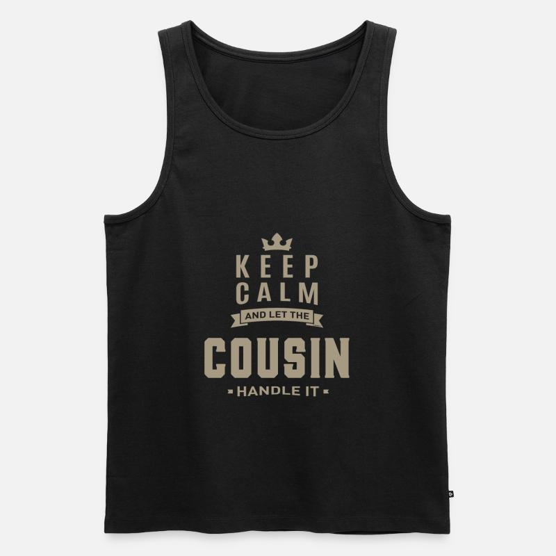 Bleib ruhig Cousin - Männer Premium Bio Tank Top - Schwarz